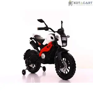 Electric Ride-on Bike for Kids | Battery-Powered Toy with LED Lights, Music, and USB Port | Battery Operated Bike - White,  1 to 4 Year Kids | Same-Day Delivery in Delhi NCR