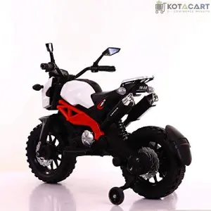 Electric Ride-on Bike for Kids | Battery-Powered Toy with LED Lights, Music, and USB Port | Battery Operated Bike - White,  1 to 4 Year Kids | Same-Day Delivery in Delhi NCR