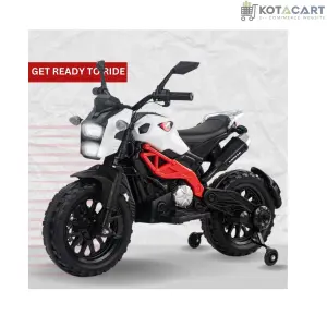 Electric Ride-on Bike for Kids | Battery-Powered Toy with LED Lights, Music, and USB Port | Battery Operated Bike - White,  1 to 4 Year Kids | Same-Day Delivery in Delhi NCR