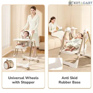 Baby Swing with 5-in-1 Functions, 4-Level Recline, 5-Point Safety Belt, Foldable Design | Same-Day Delivery in Delhi NCR