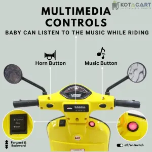 Kotacart | Vespa Rechargeable Battery Operated 12v Ride-on Scooter for Kids (3 to 7 Years) | Same-Day Delivery in Delhi NCR