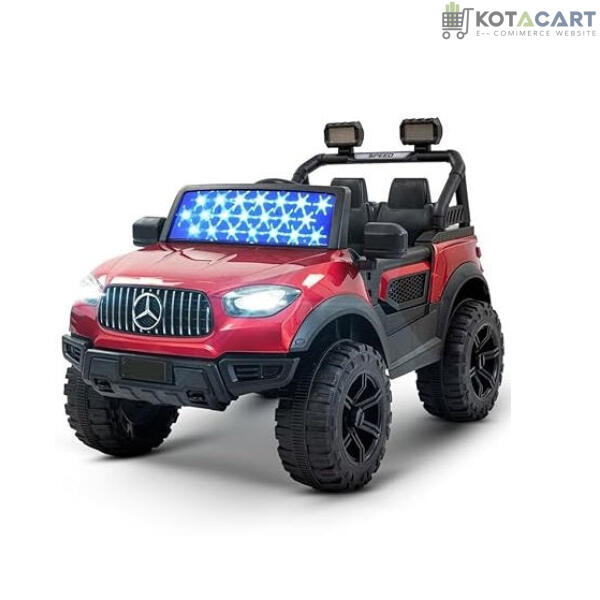 Battery Operated Jeep for Kids, Ride on Toy Kids Car with Windshield Light & Music | Kids Big Electric Car Jeep | Rechargeable Battery Car for Kids to Drive 3 to 6 Years-Red | Same-Day Delivery in Delhi NCR