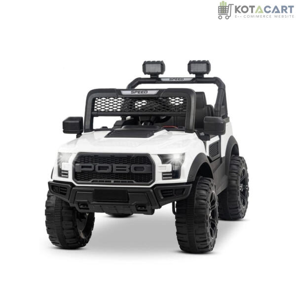 Battery Operated Car For Kids  POBO King White Battery Operated Jeep for Kids Ride on Toy Kids Car with Bluetooth Music & Light Electric Car Jeep Age 1 to 7 Years | Same-Day Delivery in Delhi NCR