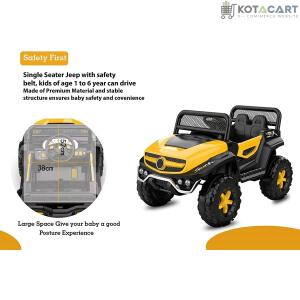 Battery Operated Ride on Jeep for Kids with Music, Lights and Swing- Electric Remote Control Ride on Jeep for Children to Drive of Age 1 to 6 Years-Yellow | Same-Day Delivery in Delhi NCR