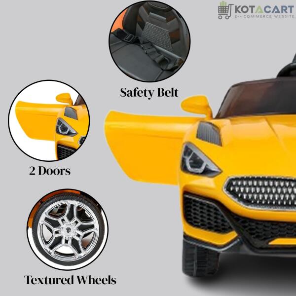 Battery Operated Car For Kids|Battery Z8i Car For Kids | Car For Child |  Battery Operated Ride On Car for - 1 to 4 Year - Yellow | Same-Day Delivery in Delhi NCR - Image 3