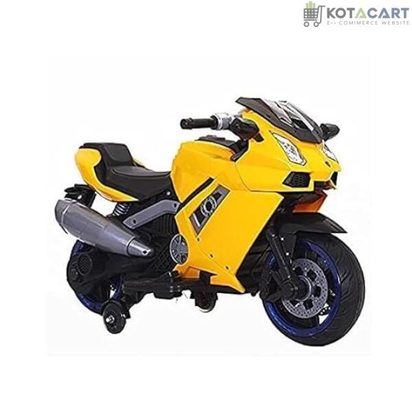 Battery Operated Electric Sports Ride on Battery Bike for 1 to 6 Years Kids/Boys/Girls with 12V Battery Operated/Music System/Working Lights/Training Wheels-Yellow | Same-Day Delivery in Delhi NCR