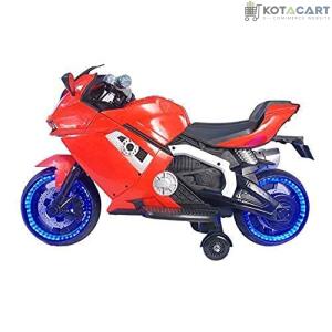 Battery Operated Electric Sports Ride on Battery Bike for 1 to 6 Years Kids/Boys/Girls with 12V Battery Operated/Music System/Working Lights/Training Wheels-Red | Same-Day Delivery in Delhi NCR