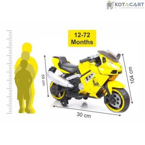 Rechargeable bike for kids| Battery operated bike for kids  12V Battery Operated Ride on Bike for Kids with Hand Race, Music and Lights in Wheels Suitable for Boy | Girls of Age 2 to 6 Years -Yellow | Same-Day Delivery in Delhi NCR