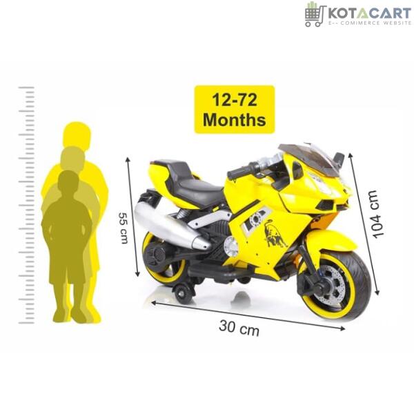 Rechargeable bike for kids| Battery operated bike for kids  12V Battery Operated Ride on Bike for Kids with Hand Race, Music and Lights in Wheels Suitable for Boy | Girls of Age 2 to 6 Years -Yellow | Same-Day Delivery in Delhi NCR - Image 6