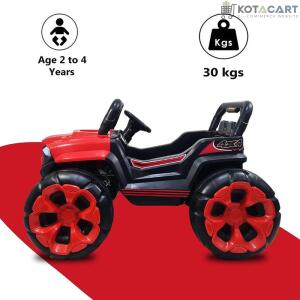 Battery Operated Jeep for Kids   KV695 Big Wheeler |The Electric Ride on Car with 2x6v Batteries, Music System Swing and Remote Jeep for 2 to 4 Years Children to Drive (Red) | Same-Day Delivery in Delhi NCR