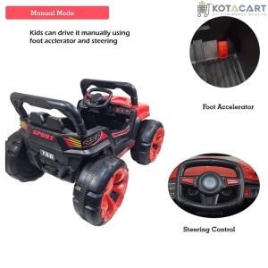 Battery Operated Jeep for Kids   KV695 Big Wheeler |The Electric Ride on Car with 2x6v Batteries, Music System Swing and Remote Jeep for 2 to 4 Years Children to Drive (Red) | Same-Day Delivery in Delhi NCR