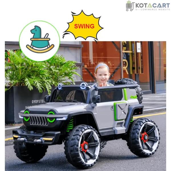 Rechargeable  4x4 Battery Operated Monster Jeep Ride On Kids Jeep with Light, Music, Rechargeable Battery Operated Jeep for Kids Drive (Grey) Age 1 to 7 Years | Same-Day Delivery in Delhi NCR - Image 7