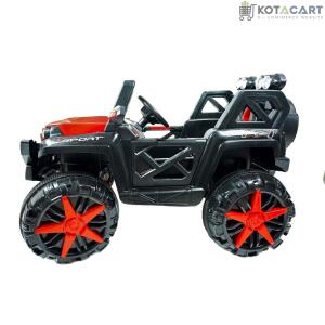 Rechargeable Battery Operated Electric Ride on  4X4 1188 Yellow Jeep Car for 2-8 Years Kids/Children/Toddlers/Boys/Girls with Music, Spring Suspension and Remote Control, Red | Same-Day Delivery in Delhi NCR