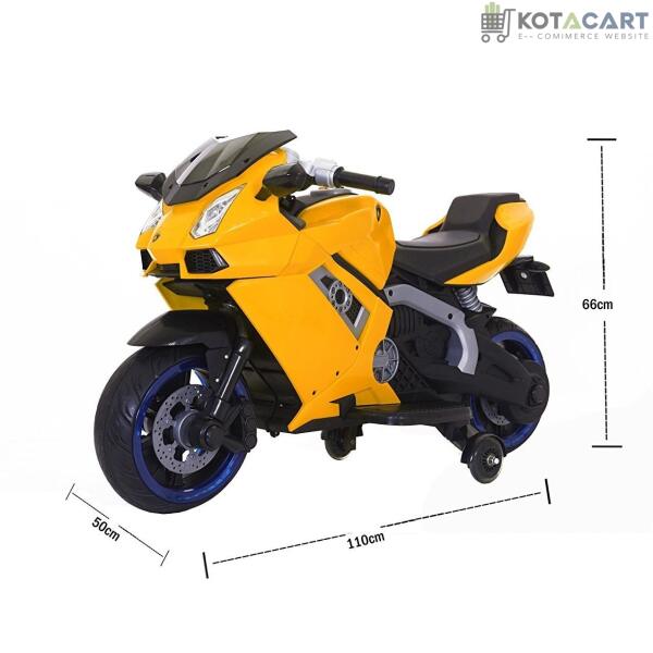 Battery Operated Electric Sports Ride on Battery Bike for 1 to 6 Years Kids/Boys/Girls with 12V Battery Operated/Music System/Working Lights/Training Wheels-Yellow | Same-Day Delivery in Delhi NCR - Image 5