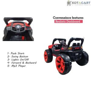 Battery Operated Jeep for Kids   KV695 Big Wheeler |The Electric Ride on Car with 2x6v Batteries, Music System Swing and Remote Jeep for 2 to 4 Years Children to Drive (Red) | Same-Day Delivery in Delhi NCR