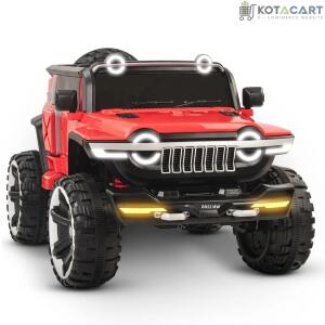 Rechargeable 4x4  Battery Operated Monster Jeep Ride On Kids Jeep with Light, Music, Rechargeable Battery Operated Jeep for Kids Drive (Red) Age 1 to 7 Years | Same-Day Delivery in Delhi NCR