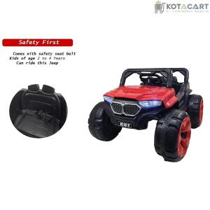 Battery Operated Jeep for Kids   KV695 Big Wheeler |The Electric Ride on Car with 2x6v Batteries, Music System Swing and Remote Jeep for 2 to 4 Years Children to Drive (Red) | Same-Day Delivery in Delhi NCR