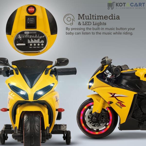 Yellow Bike for Kids | 6V Battery | Sturdy Material | Max Load 35 KG | 1 to 4 years | Same-Day Delivery in Delhi NCR - Image 3