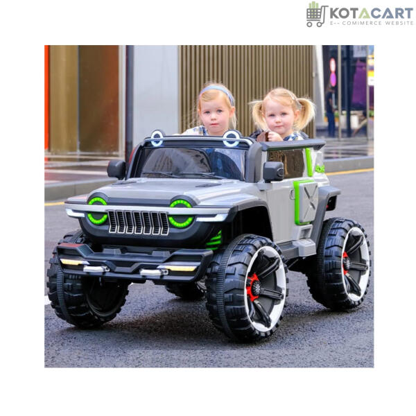 Rechargeable  4x4 Battery Operated Monster Jeep Ride On Kids Jeep with Light, Music, Rechargeable Battery Operated Jeep for Kids Drive (Grey) Age 1 to 7 Years | Same-Day Delivery in Delhi NCR