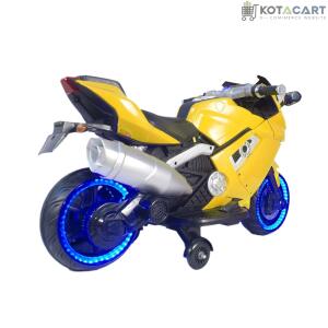 Battery Operated Electric Sports Ride on Battery Bike for 1 to 6 Years Kids/Boys/Girls with 12V Battery Operated/Music System/Working Lights/Training Wheels-Yellow | Same-Day Delivery in Delhi NCR