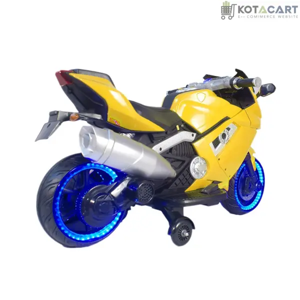 Battery Operated Electric Sports Ride on Battery Bike for 1 to 6 Years Kids/Boys/Girls with 12V Battery Operated/Music System/Working Lights/Training Wheels-Yellow | Same-Day Delivery in Delhi NCR - Image 6