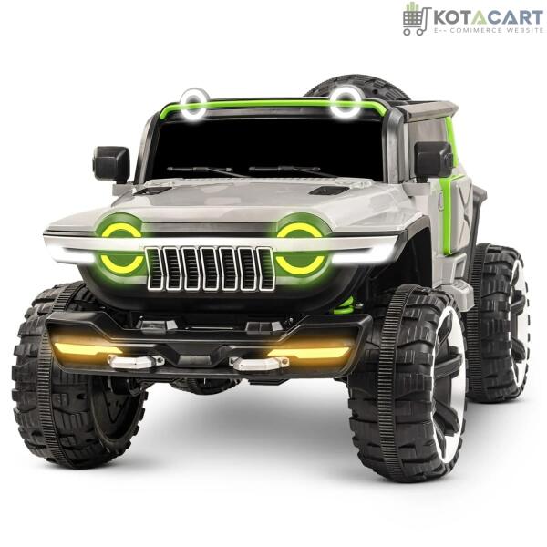 Rechargeable  4x4 Battery Operated Monster Jeep Ride On Kids Jeep with Light, Music, Rechargeable Battery Operated Jeep for Kids Drive (Grey) Age 1 to 7 Years | Same-Day Delivery in Delhi NCR - Image 12