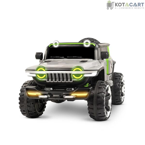 Rechargeable  4x4 Battery Operated Monster Jeep Ride On Kids Jeep with Light, Music, Rechargeable Battery Operated Jeep for Kids Drive (Grey) Age 1 to 7 Years | Same-Day Delivery in Delhi NCR - Image 2