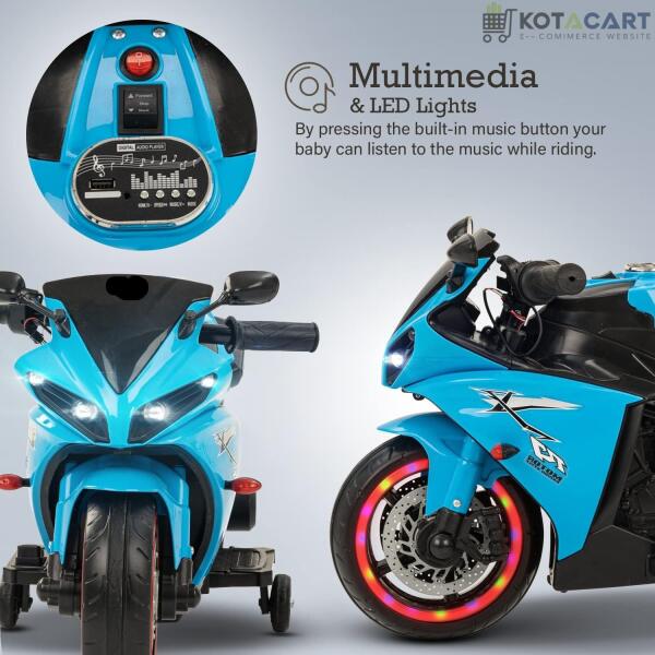 Blue Bike for Kids| 6V Battery | Sturdy Material | Max Load 35 KG | Same-Day Delivery in Delhi NCR - Image 2