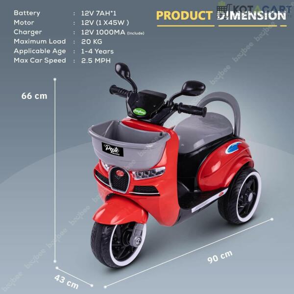 Red Scooter| 12V Battery | Sturdy Material | Max Load 35 KG | Same-Day Delivery in Delhi NCR - Image 6