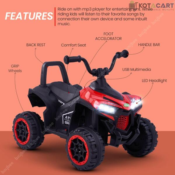 Red ATV for Kids | 6V Battery | Sturdy Material | Max Load 35 KG | Same-Day Delivery in Delhi NCR - Image 10