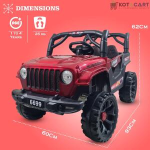 Battery Operated Car For Kids |Electric Ride on Jeep for Kids with Music, Led Lights, Swing, Bluetooth Remote and 12V Battery Operated Car for 1 to 4 Years Children to Drive (Metallic Red) | Same-Day Delivery in Delhi NCR