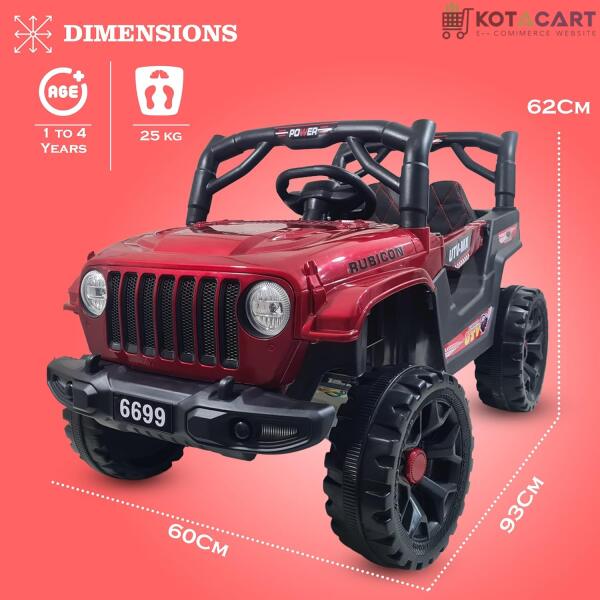 Battery Operated Car For Kids |Electric Ride on Jeep for Kids with Music, Led Lights, Swing, Bluetooth Remote and 12V Battery Operated Car for 1 to 4 Years Children to Drive (Metallic Red) | Same-Day Delivery in Delhi NCR - Image 5