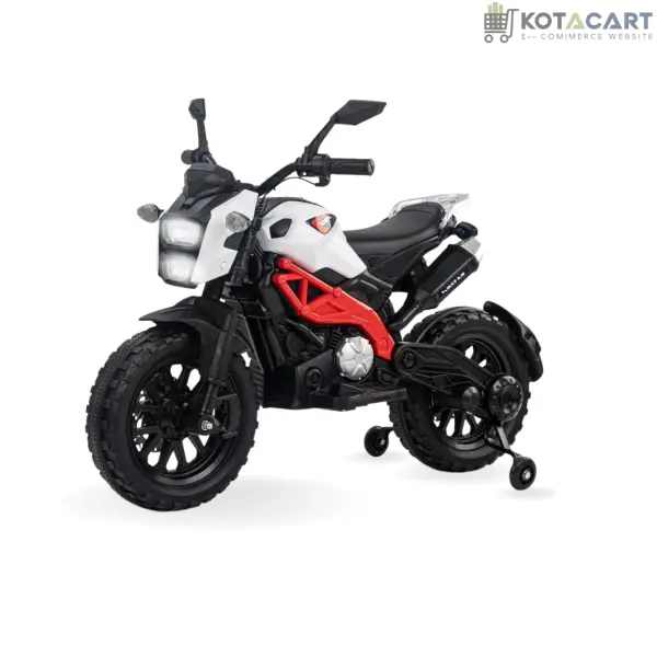 Electric Ride-on Bike for Kids | Battery-Powered Toy with LED Lights, Music, and USB Port | Battery Operated Bike - White,  1 to 4 Year Kids | Same-Day Delivery in Delhi NCR