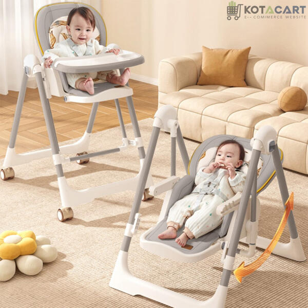 Baby Swing with 5-in-1 Functions, 4-Level Recline, 5-Point Safety Belt, Foldable Design | Same-Day Delivery in Delhi NCR