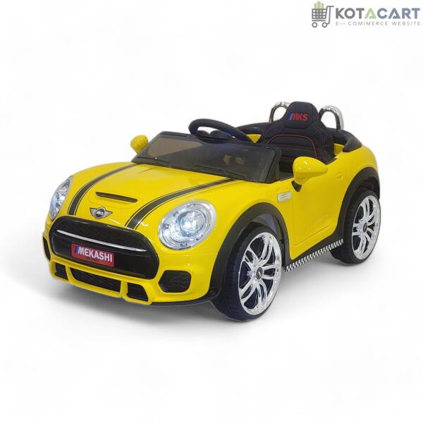 MEKASHI Bentley Car for Kids, Remote, 12V Battery, 3 Speed, LED Lights, Music, Bluetooth, 1 to 7 Years, Swing Function, Long Wheelbase, ISI Mark, Metallic Yellow | Same-Day Delivery in Delhi NCR