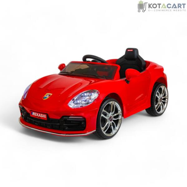 MEKASHI Porsche Car for Kids, Remote, 12V Battery, 3 Speed, LED Lights, Music, Bluetooth, 1 to 11 Years, Swing Function, Long Wheelbase, ISI Mark, Red | Same-Day Delivery in Delhi NCR