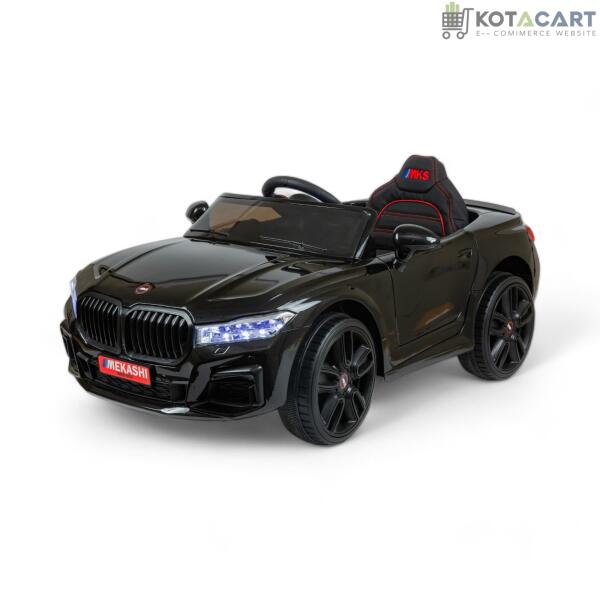 MEKASHI Electric Car for Kids, Remote, 12V Battery, 3 Speed, LED Lights, Music, Bluetooth, 1 to 11 Years, Swing Function, Long Wheelbase, ISI Mark, Metallic Black | Same-Day Delivery in Delhi NCR