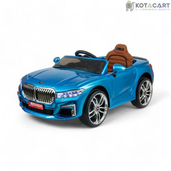 MEKASHI Electric Car for Kids, Remote, 12V Battery, 3 Speed, LED Lights, Music, Bluetooth, 1 to 11 Years, Swing Function, Long Wheelbase, ISI Mark, Metallic Blue | Same-Day Delivery in Delhi NCR