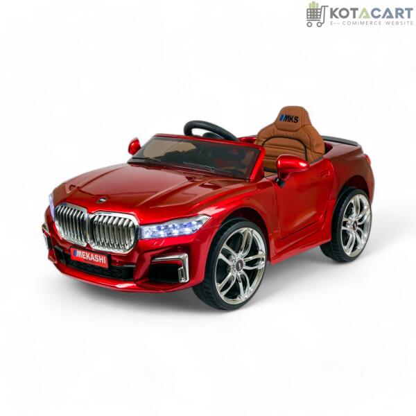 MEKASHI Electric Car for Kids, Remote, 12V Battery, 3 Speed, LED Lights, Music, Bluetooth, 1 to 11 Years, Swing Function, Long Wheelbase, ISI Mark, Metallic Red | Same-Day Delivery in Delhi NCR