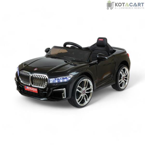 MEKASHI Electric Car for Kids, Remote, 12V Battery, 3 Speed, LED Lights, Music, Bluetooth, 1 to 7 Years, Swing Function, Long Wheelbase, ISI Mark, Black | Same-Day Delivery in Delhi NCR