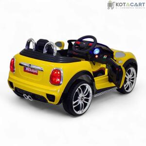 MEKASHI Bentley Car for Kids, Remote, 12V Battery, 3 Speed, LED Lights, Music, Bluetooth, 1 to 7 Years, Swing Function, Long Wheelbase, ISI Mark, Metallic Yellow | Same-Day Delivery in Delhi NCR