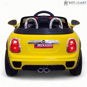 MEKASHI Bentley Car for Kids, Remote, 12V Battery, 3 Speed, LED Lights, Music, Bluetooth, 1 to 7 Years, Swing Function, Long Wheelbase, ISI Mark, Metallic Yellow | Same-Day Delivery in Delhi NCR