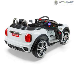 MEKASHI Bentley Car for Kids, Remote, 12V Battery, 3 Speed, LED Lights, Music, Bluetooth, 1 to 7 Years, Swing Function, Long Wheelbase, ISI Mark, White | Same-Day Delivery in Delhi NCR