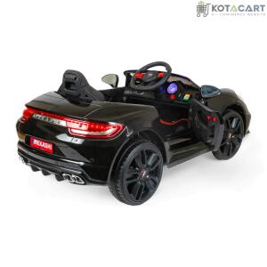 MEKASHI Porsche Car for Kids, Remote, 12V Battery, 3 Speed, LED Lights, Music, Bluetooth, 1 to 11 Years, Swing Function, Long Wheelbase, ISI Mark, Metallic Black | Same-Day Delivery in Delhi NCR