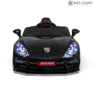 MEKASHI Porsche Car for Kids, Remote, 12V Battery, 3 Speed, LED Lights, Music, Bluetooth, 1 to 11 Years, Swing Function, Long Wheelbase, ISI Mark, Metallic Black | Same-Day Delivery in Delhi NCR