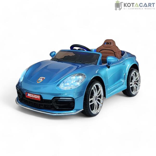 MEKASHI Porsche Car for Kids, Remote, 12V Battery, 3 Speed, LED Lights, Music, Bluetooth, 1 to 11 Years, Swing Function, Long Wheelbase, ISI Mark, Metallic Blue | Same-Day Delivery in Delhi NCR