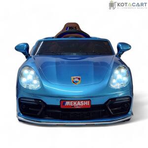 MEKASHI Porsche Car for Kids, Remote, 12V Battery, 3 Speed, LED Lights, Music, Bluetooth, 1 to 11 Years, Swing Function, Long Wheelbase, ISI Mark, Metallic Blue | Same-Day Delivery in Delhi NCR