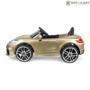 MEKASHI Porsche Car for Kids, Remote, 12V Battery, 3 Speed, LED Lights, Music, Bluetooth, 1 to 11 Years, Swing Function, Long Wheelbase, ISI Mark, Metallic Gold | Same-Day Delivery in Delhi NCR