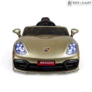 MEKASHI Porsche Car for Kids, Remote, 12V Battery, 3 Speed, LED Lights, Music, Bluetooth, 1 to 11 Years, Swing Function, Long Wheelbase, ISI Mark, Metallic Gold | Same-Day Delivery in Delhi NCR