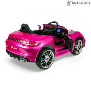 MEKASHI Porsche Car for Kids, Remote, 12V Battery, 3 Speed, LED Lights, Music, Bluetooth, 1 to 11 Years, Swing Function, Long Wheelbase, ISI Mark, Metallic Pink | Same-Day Delivery in Delhi NCR